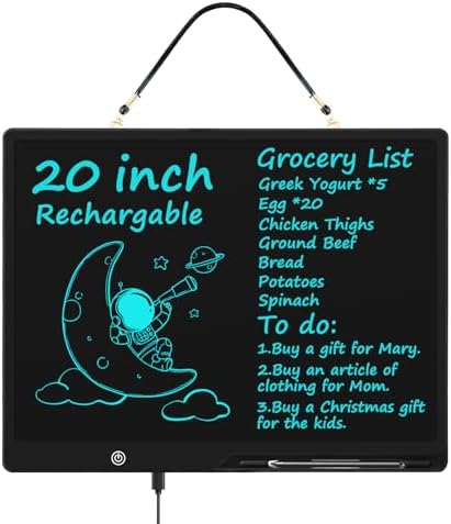 [Rechargeable] 20 Inch LCD Writing Tablet for Kids, Extra-Large Drawing Tablet for Adults, Educational & Learning Toys for Boys Girls Ages 8-12 Years Old, Drawing Board for Kids Birthday Gift (Black)