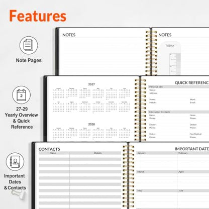 SUNEE 2027 Appointment Book, Quarter-Hourly, Weekly Monthly Planner, 6" x 8.3",Black