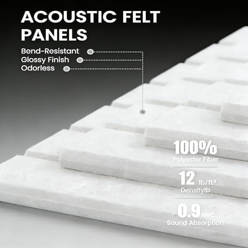Slat Felt Wall Tiles (12 Pack) - 11.8"x11.8" Self-Adhesive Bulletin Board for Wall, Acoustic Panels for Sound Dampening, Modern Black Pin Board, Home Office Decor (30x30cm)