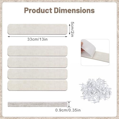 5 Pack Felt Bulletin Board Strips, 13x2 Inch Pin Board, Cork Boards