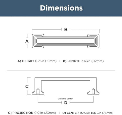 Franklin Brass 10 Pack Polished Nickel Cabinet Handles 3 inch (76mm) Kitchen Cabinet Handles and Drawer Pulls for Cupboards and Dressers | Recessed Square