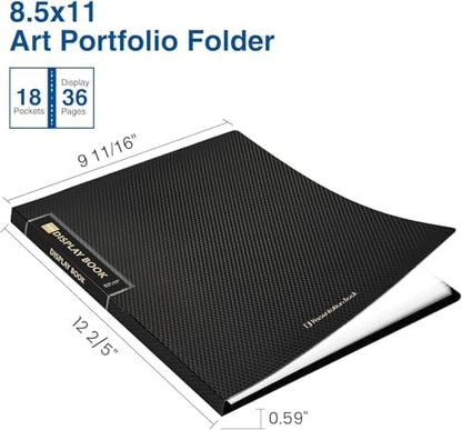 Sooez Binder with Plastic Sleeves 18-Pocket, Displays 36 Pages, 8.5"x11"