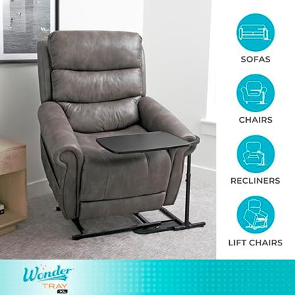Stander Wonder Tray, Adjustable Swivel Table, Extra-Large Computer Stand, Couch Desk & Gaming Bench, TV-Trays for Eating on Couches, Chairs, Recliners with Laptop Wedges and Cup Holder, XL, Black