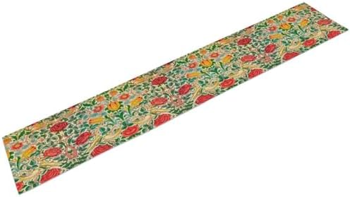 William Morris Original Design Red Rose Table Runner Vintage Floral Table Runner for Dining Table Decor 13 x 120 Inch
