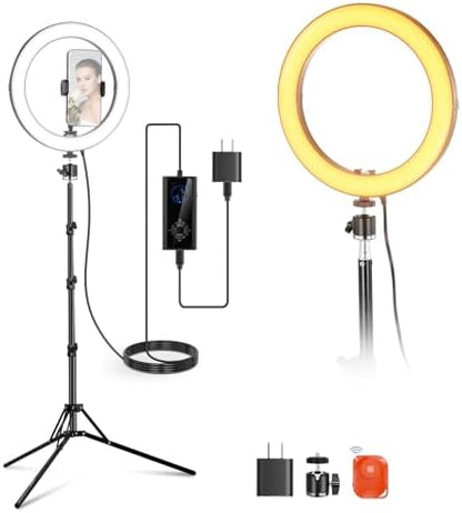 NEEWER 10" 20W High Power LED Ring Light for Phone with 71" Tripod Stand, Bi Color Ringlight, Phone Holder Compatible with iPhone for Video Recording Selfie Makeup Studio Live Streaming TikTok, RH10B