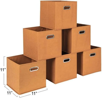 Household Essentials Fabric Storage Bins 6 Piece Set, Terracotta Color