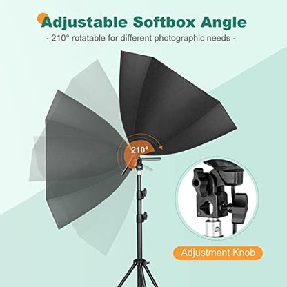 Torjim Softbox Lighting Kit - 30"X30" Professional Photography Lighting for Filming, Model Portrait, Product & Fashion Photography