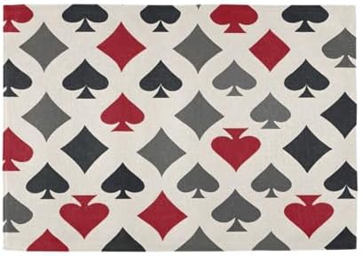 ALAZA Playing Card Suits in Red Black Pattern Set of 6 Placemats Rectangle Table Mat for Dining Table Restaurant Kitchen Home Decor, 12" x 18"