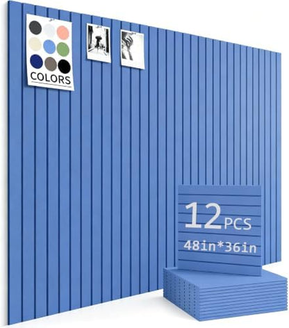 48" x 36" Cork Board Alternative, 12 Pack Felt Bulletin Board Tiles with 30 Adhesive Tabs Wall Push Pin Board for Office Classroom Bedroom Decor