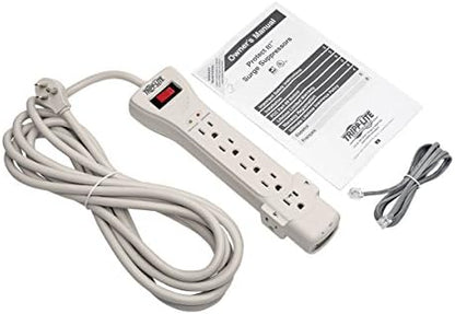 Tripp Lite 7 Outlet Surge Protector Power Strip, 15ft. Extra Long Cord, Right Angle Plug, Fax/Modem Protection, RJ11, $75K Insurance & Manufacturer's Warranty (SUPER7TEL15)