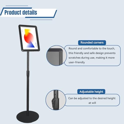 2PACK Sign Stand Holder 8.5×11-Inch Adjustable Floor Standing Poster Stand with Heavy Duty Base for School Church Business Show,Black