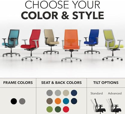 HON Ignition 2.0 Ergonomic Office Chair, Lumbar Support, Office Desk, Black