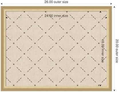 Kate and Laurel Framed Fabric Pinboard 26 x 20, Green Lattice Pattern Printed Linen Classic Bulletin Board for Use as a Vision Board or Wall Organization, Florence Gold Frame