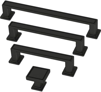 Franklin Brass 10 Pack Matte Black Cabinet Handles 5-1/16 inch (128mm) Kitchen Cabinet Handles and Drawer Pulls for Cupboards and Dressers | Recessed Square
