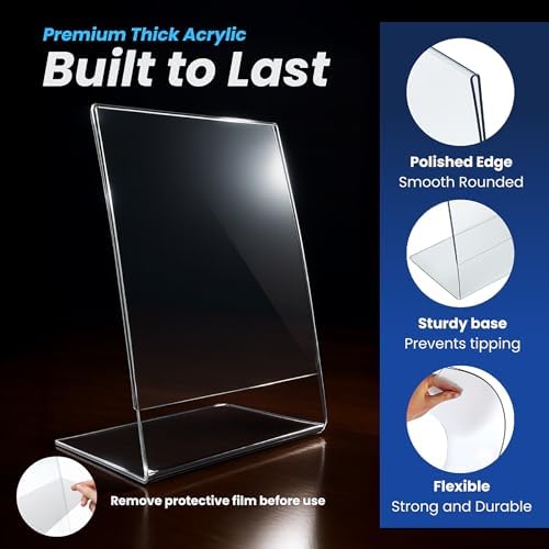 Azar Displays 112724 5" W x 6" H Vertical L-Shaped Sign Holder-10pk