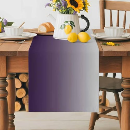 Purple Gray Gradient Table Runner Dresser Scarf 13 x 60 Inch Modern Ombre Minimalist Table Runners Non-Slip Heat Resistant Kitchen Dining Table Decor for Home Holidays Indoor Outdoor