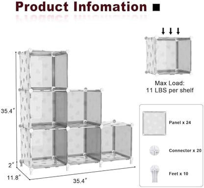 UNKU 6 Cube Storage Organizer, Closet Organizer Storage Shelf,Translucent