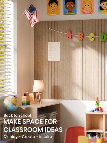 Bumusty 48"x 36" Large Felt Bulletin Board Tiles, Taupe