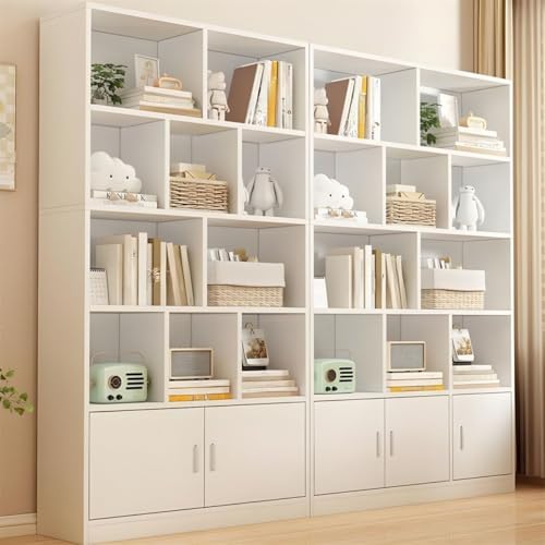 Closed Back Cabinet Wood Standard 9.5'' Wide Bookcase Bookshelf Storage Rack Multi-Layered Storage Shelf Cabinet Display Unit Integrated Against the Wall White 39.4" L x 9.4" W x 70.9" H