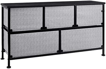 Amazon Basics Extra Wide Fabric 5-Drawer Storage Organizer Unit for Bedroom Closet, Black