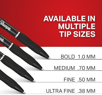 Sharpie S-Gel Gel Pens Drawing Pens Gel Ink For Journaling Writing Coloring Medium Point (0.7Mm) Black Ink Pen 216 Count, Pack of 6