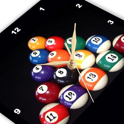 3dRose DPP_3317_2 Billiards Balls Pool Wall Clock, 13 by 13-Inch