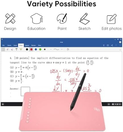 XPPen Deco 01 V3 10x6 Drawing Tablet | 16K Pressure Pen | Battery-Free Stylus | 8 Hotkeys | for OSU Gaming & Teaching | PC/Mac/Android/ChromeOS Compatible | Pink