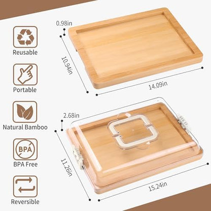 CAWIU Portable Charcuterie Board with Lid, Travel Cheese Board & Snack Tray