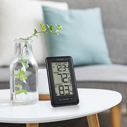 La Crosse Technology 308-43647-INT Digital Black Wireless Thermometer with Indoor Humidity, LCD