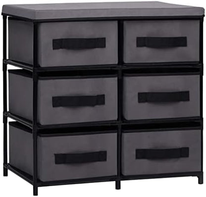 6-Drawer Storage Cabinet Organizer with Steel Frame and Fabric Drawers, Lightweight Minimalist Closet Dresser for Bedroom, Living Room, Hallway, Grey