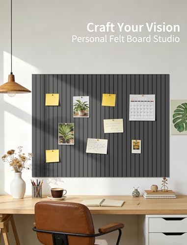 48" x 48" Cork Board Alternative, 16 Pack Felt Bulletin Board Tiles with 30 Adhesive Tabs Wall Push Pin Board for Office Classroom Bedroom Decor