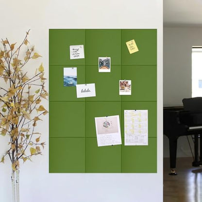 48" x 36" Cork Board Alternative, 12 Pack Felt Bulletin Board Tiles with 30 Adhesive Tabs Wall Push Pin Board for Office Classroom Bedroom Decor