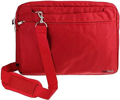 Navitech Red Sleek Premium Water Resistant Shock Absorbent Messenger Bag Compatible With 3D Hero LCD Writing Tablet for Kids 9 Inch