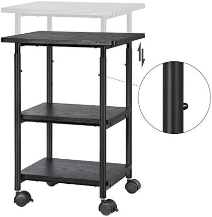VASAGLE 3-Tier Printer Stand with Locking Wheels, Under Desk Printer Table