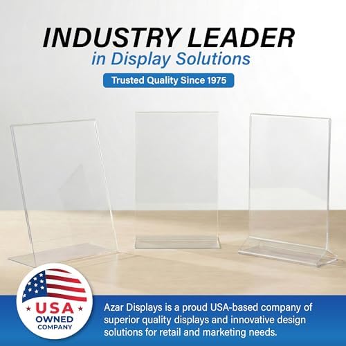 Azar Displays 152430-3PK Bottom Load Sign Holder 8.5x11 Clear Flexible Plastic Display Stand for Menus, Signs Vertical Tabletop Frame, Pack of 3