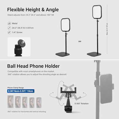 NEEWER Basics 10.8" Video Conference Lighting, 15W Bi Color Edge Lit Full Screen CRI95+ Ring Light with Desk Stand & Phone Holder for Webcam Meeting Streaming Computer Laptop Zoom Calls