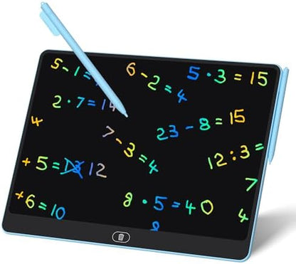 16 Inch Large LCD Writing Tablet for Kids, Colorful Reusable Electronic Doodle Board with Stylus, Educational Drawing Pad for Math Practice & Learning, Travel Essential Toys for Boys Girls (Blue)