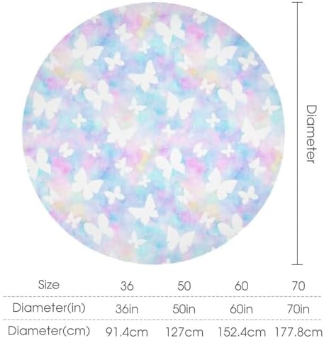 Rainbow Butterfly Tablecloth, Colorful Pink Blue White Butterflies Cartoon Print Table Cover for Farmhouse Kitchen Dining Room Table Decor, 70x70in