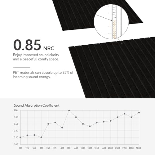 Olanglab Acoustic Wall Panels, 10 Pack, 48" x 24", Black