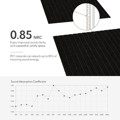 Olanglab Acoustic Wall Panels, 10 Pack, 48" x 24", Black