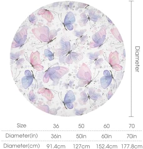 Purple Butterfly Tablecloth, Watercolor Pink Butterfly Abstract Cartoon Print Table Cloth for Farmhouse Kitchen Dinning Room Picnic Parties Home Decor, 50x50in