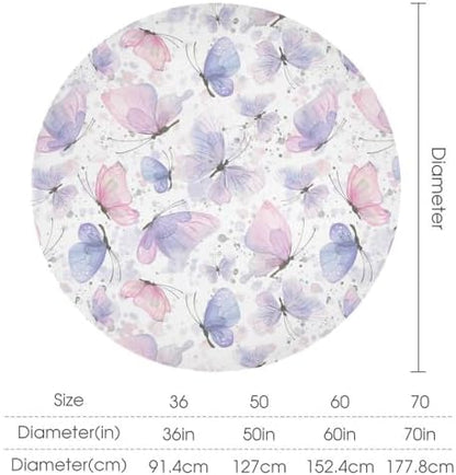 Purple Butterfly Tablecloth, Watercolor Pink Butterfly Abstract Cartoon Print Table Cloth for Farmhouse Kitchen Dinning Room Picnic Parties Home Decor, 50x50in