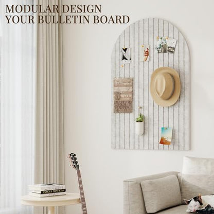 JBER Large Arched Felt Bulletin Board 36" x 24", 6 Pack, Silver Gray