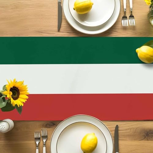 Mexico Flag Table Runner Dresser Scarf 13 x 36 Inch Green Red Color Cactus Hat Striped Modern Table Runners Non-Slip Heat Resistant Kitchen Dining Table Decor for Home Holidays Indoor Outdoor