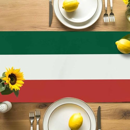 Mexico Flag Table Runner Dresser Scarf 13 x 36 Inch Green Red Color Cactus Hat Striped Modern Table Runners Non-Slip Heat Resistant Kitchen Dining Table Decor for Home Holidays Indoor Outdoor