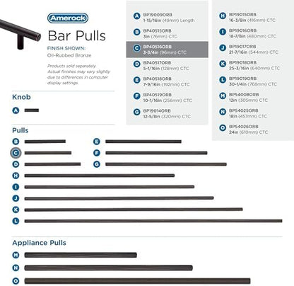 Amerock 10 Pack 3-3/4" Bar Pulls Oil-Rubbed Bronze Drawer Pull