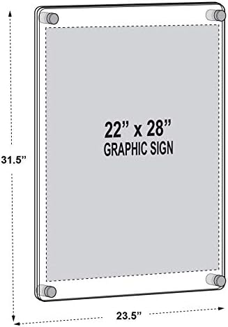 Azar Displays 105531-GLD Acrylic Floating Double Panel Wall Frame ,22" x 28" Graphic Size, Overall Frame Size: 24" x 31", Gold