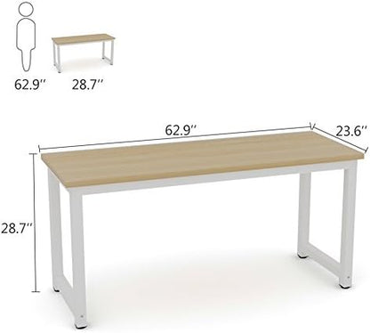 Tribesigns Computer Desk, 63 inch Large Office Desk Computer Table Study Writing Desk Workstation for Home Office, Walnut