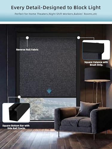 SmartWings Motorized Smart Roller Shades, 100% Blackout Eclipse Charcoal