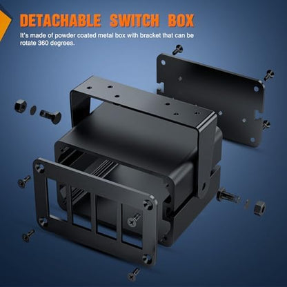Nilight 4 Gang Rocker Switch Box Detachable Housing 4 Holes Aluminum Panel